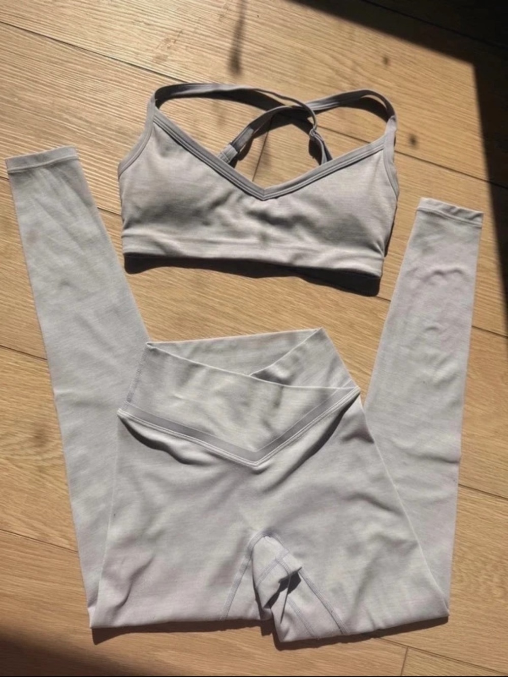 Vitality purple daydream V-Neck Sports Bra & Leggings Set Gray purple